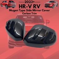แผ่นกระจกข้างตกแต่งฮอนด้า HR-V HRV RV 2022-2024 + สีดำ/ คาร์บอนไฟเบอร์มันวาว