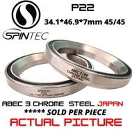 SPINTEC P22 Japan Chrome Steel Rubber Sealed Bearings for Bike Headsets 34x46.9x7mm