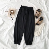 Plain black linen pants with hem, alibaba linen pants with pockets (Thai linen) seluar perempuan lin
