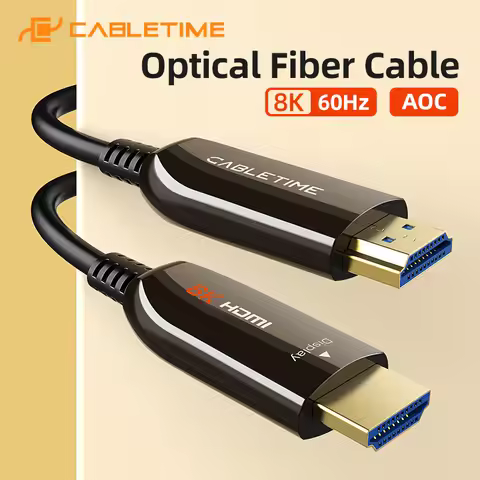 CABLETIME Optical Fiber 8K HDMI Cable AOC 8K@60Hz 4K@144Hz HDMI Cable 100M Extra Long HDMI 2.1 Cable