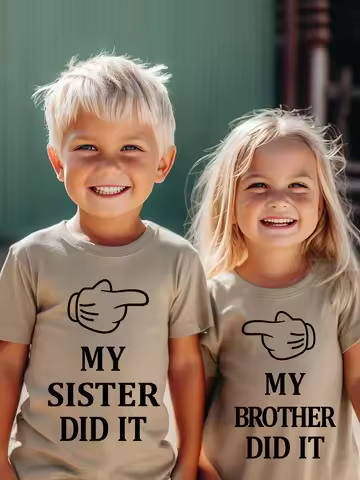 3D printed crew neck short sleeved T-shirt a perfect summer gift for siblings boys girls brothers si