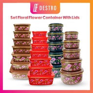 Destro 7 IN 1 and 5 IN 1 set Floral Flower Container With  Lids Container Kitchenware