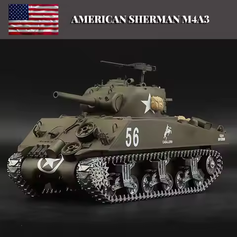 Henglong 3898-1 Metal US M4A3 Main Battle Tank RC Model US Sherman 1:16 Battle Simulation Remote Con