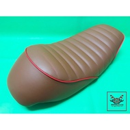 YAMAHA SR400 SR500 -- "BROWN" COMPLETE SEAT with "RED" TRIM // BROWN RED Thread Eyebrows Concave Ass