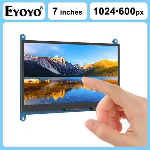 EYOYO Drive-free 7" Raspberry Pi 4/3/2/1/B/B+/A+ LCD Monitor 1024x600 IPS 5-Points Capacitive Touchs