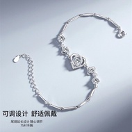 新品现货pt950铂金手链女跳动的心纯白金爱心手饰莫桑钻石女友礼物pt950 platinum bracelet female beating heart pure20260126