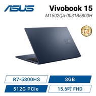 ASUS Vivobook 15 M1502QA-0031B5800H 午夜藍 華碩輕薄高效戰鬥筆電/R7-5800HS/8GB/512G PCIe/15.6吋 FHD/W11【整新福利品】