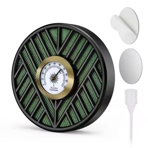 Scotte Cigar Humidifier Cigar Humidors Humidifier Round Cigar Humidier Cigar Hygrometer Combo for Ci
