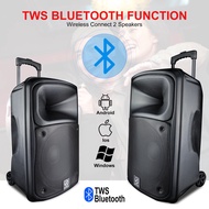 Ampaudio 12 Inch Portable Speaker Bluetooth Portable Speaker With 2 Wireless Mic