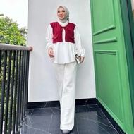 Atasan Kemeja Blouse Kombinasi Merah Putih Baju Kemerdekaan Spesial Agustusan 2024 Terbaru By Dizzah