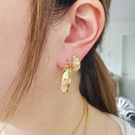 925 純銀耳針鍍14K金耳環 ~ 星星耳環 ~ 鑲鑽耳環 ~ 金色大圈耳環