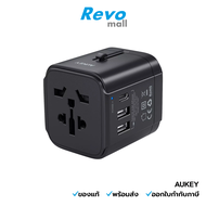 AUKEY หัวแปลงปลั๊กไฟ มาพร้อม ช่อง USB-C และ USB-A รุ่น PA-TA01 - Universal Travel Adapter ของแท้รับป