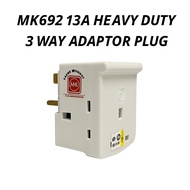 MK692 13A Heavy Duty 3 Way Adaptor Plug Socket Outlet Extension Multi Plug Power Adapter