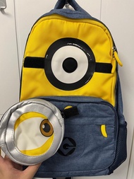 DELSEY Minions backpack 背包 書包 配銀色眼睛小包包斜咩袋