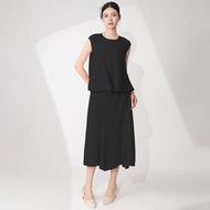 Miyake Skirt Suit Womens Summer Irregular Sleeveless T-Shirt Top And Skirt Gentle Two-Piece Set For