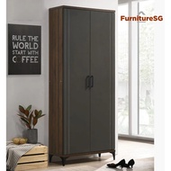 2 Door Tall Shoe Cabinet (Two Tone Color)