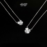 (WIN SILVER) BW68 Lucky four-leaf clover high-end silver necklace