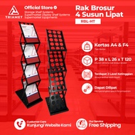 4-Tier Foldable Iron Brochure Rack - 4-Tier Magazine Rack - Rack Portable Exhibition Brochure Stand/