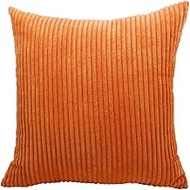 Large Cushion Cover Supersoft Corduroy Pillow Case Striped Decorative Pillow Cover for Bed Couch Sofa Spring Home Decor,orange,65 x 65 cm