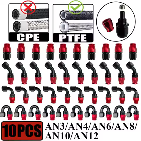 10X 3AN 4AN 6AN 8AN 10AN E85 PTFE Oil Fuel Line Hose Swivel End Fittings Adapter Cooling Pipe Connec