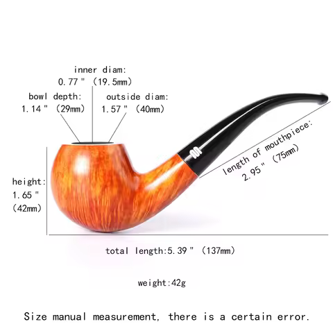 Classic Sherlocksholmes Tobacco Pipe Handmade Briar Wood Pipe Curved Handle Acrylic Pipe Mouthpiece 