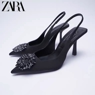 ZARA2024 new women's shoes black high heel sandals