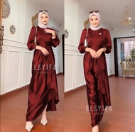 Jusi Dress Satin Silk Premium Dress yang lagi viral Gamis polosan Gamis Wanita Dewasa Kekinian Gamis