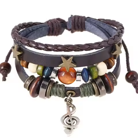 Multi-Layer Beaded Bracelet Handmade Musical Note Fairy Core Accessories Boho Style Adjustable Fairy