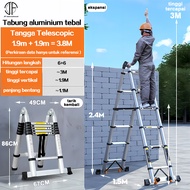 Tangga Lipat Teleskopik Aluminium  DOUBLE 3.8Meter/5Meter / 3.2M tangga multifungsi  / Tangga telesk