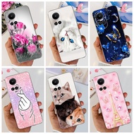 OPPO Reno 10 CPH2531 / Reno 10 Pro CPH2525 / Reno 10 Pro+ CPH2521 Fashion Flower Cat Painted Soft Silicone TPU Case