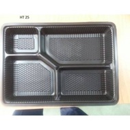 4-compartment office lunch box (black bottom + white lid)