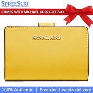 Michael Kors Wallet In Gift Box Medium Wallet Jet Set Travel Zip Coin Wallet Golden Yellow # 35F7GTV