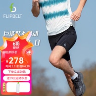 Flipbelt飞比特轻压缩腰包男士 袋鼠裤2.0 短裤半弹运动跑步吸排纱 马拉松 24款经典黑（加侧口袋） L