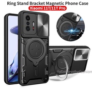 Casing For Xiaomi 11T Pro 5G Xiaomi11 T Phone Case Armor Car Magnetic With Ring Stand Bracket With Camera Lens Protection Fashion Shockproof Back Cover