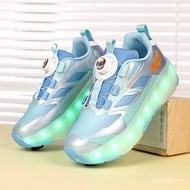 LED Light Up 4 Wheels Roller Skate Shoes, Retractable Heelys for Kids Adults Outdoor Sports 2KM2