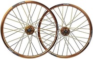 Bicycle Rim Set 20 Inch Disc Brake Wheels For Folding Bike Double-walled Alloy Wheel 406 QR 32 Hole 8-10 Speed 1730g,Gold