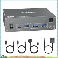 4K USB C KVM Switch 2 Monitors 2 Computers,4K@60Hz Dual Monitor USB 3.0 USB Typc C KVM Switcher EU P