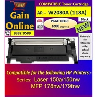 Compatible Toner Cartridge 118A - W2080A Black for HP Laser  Printers: 150a/150nw/MFP 178nw/179fnw