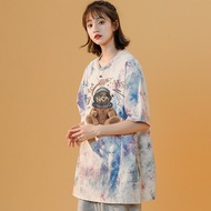 [ส่งเร็วพิเศษ!] TAO SHOP 🌈 พร้อมส่ง🌈เสื้อยืดมัดย้อมลายหินอ่อน ลายหมีน่ารักๆ🐻 เสื้อยืดผู้หญิง เสื้อแฟชั่น คอกลมแขนสั้นลายการ์ตูน น่ารักๆสีสันสดใส