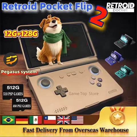 Retroid Pocket Flip 2 Handheld Console SD865 5.5”1080p Oled Wifi6 Handheld Portable Gaming Console W