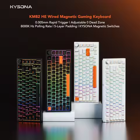 KYSONA KM82HE Magnetic Switch Keyboard 75% Gaming Keyboards Rapid Trigger 0.005mm 8K RGB Wired Espor