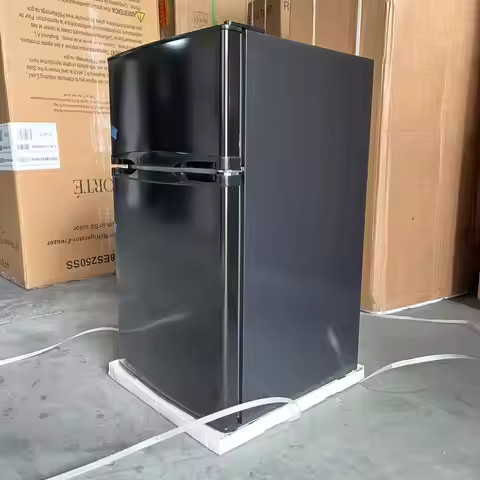 Black Refrigerator Double Door Mini Bar Fridge 3.1Cuf 90L Top Freezer Support Wide Power Source 110-