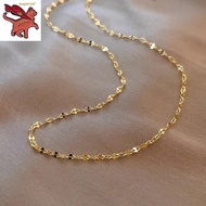 18k saudi gold pawnable legit lip chain female personality simple temperament necklace girls niche fashion jewellery gift