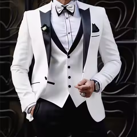 (Jacket+Vest+pants) High Quality Wedding Groomsmen Suit 3 piece Men Simple Business Elegant Fashion 