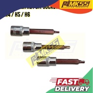 READY STOCK Hex Allen Key Bit Socket Tools 1/2" H4 H5 H6 EXTRA LONG HEX BIT SOCKET FOR DISC PLATE SC