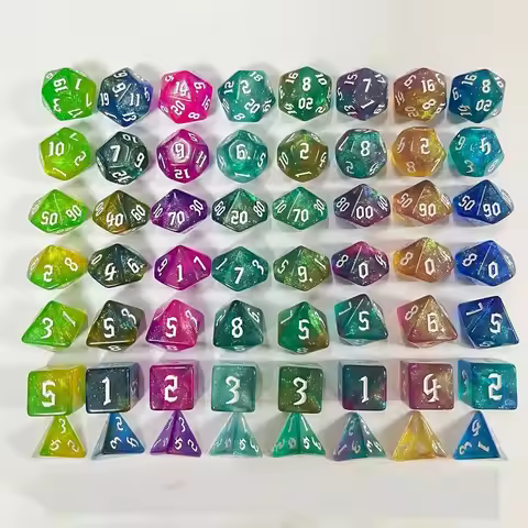 7Pcs/set 7-Die Table Game DND Dice Double Colors D4 D6 D8 D10 D12 D20 Polyhedral Dice Acrylic Party 