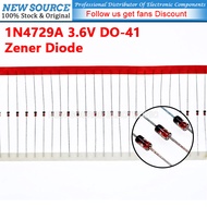 [50pcs] 1N4729A 3.6V DO-41 1W Zener Diode Planar Power 3V6 Glass Voltage Regulator Diode