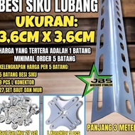 BESI SIKU LUBANG 36MMX36MMX TEBAL 1,3MM X 3METER ( 1,5 KG ) 1 DUS 10BATANG