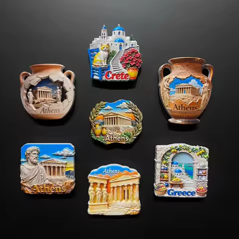 Santorini Athens Crete Island Greece 3D Fridge Magnets Tourism Souvenir Resin Refrigerator Sticker C