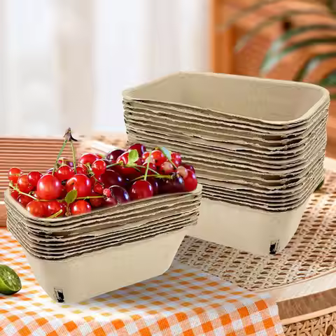 Berry Basket 50Pcs Fruit Storage Baskets Food Storage Organizer Paper Pulp Berry Tray Market Basket 